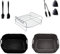 Silicone Air Fryer Liners Reusable, Air Fryer Silicone Pot,Dishwasher Safe Air Fryer Basket Air Fryer Accessories Replacement of Parchment Paper Liners 2pcs (Black+Grey+Rack)