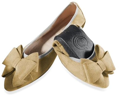 MACHSWON Ballet Flats for Women Comfortable Women's Flats Ballerina Folding Pumps Casual Dress Pointed Toe Khaki Flats Shoes Women(Khaki, Size 7.5)