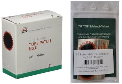Fishingglue 10 Rotrand-Schlauchflicken No.0 (Ø 30 mm) | Original REMA TIP TOP Schlauchflicken. Made in Germany.
