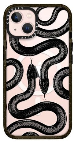 CASETiFY Impact iPhone 13 Case [4X Military Grade Drop Tested / 8.2ft Drop Protection/Compatible with Magsafe] - Black Kingsnake - Glossy Black