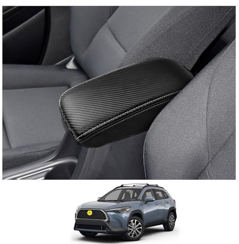 CDEFG Kompatibel mit Toyota Corolla E210 Cross 2019-2023 2024 Mittelarmlehne Armlehnen Deckel Abdeckung Kratzschutz Mittelkonsole Kunstleder Touring Sports GR Hybrid Zubehör (Kohlefaser Schwarz)