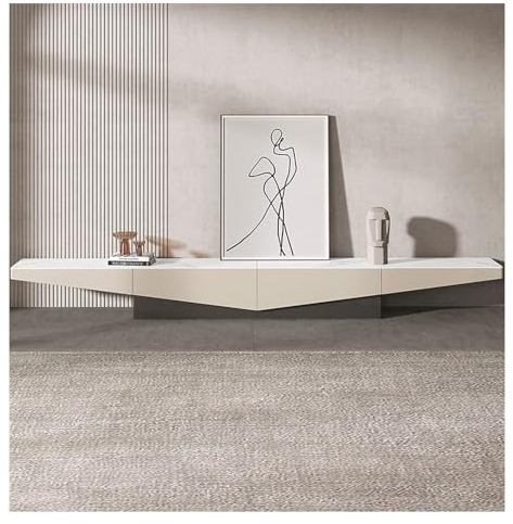 Schwimmende TV-Konsole Boden-TV-Ständer 78'', modernes TV-Regal unter TV-Schrank, MDF-Material mit Sinterstein-Tischplatte, Entertainment-Center-Medienkonsole mit 2 Schubladen Schwebende TV-Schrank