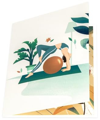 Yoga-Geburtstagskarte für Frauen, 3D-Popup-Grußkarte mit Umschlag für Freunde, Fitness, Sportliebhaber, Papierpostkarten, Partygeschenk, Popup-Karte