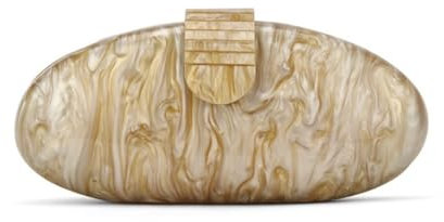 RomanticDesign Damen-Handtasche aus Acryl, ovales Marmormuster, äußere Schnalle, Abendtasche, Umhängetasche, Handtasche, Kette, Geldbörse, aprikose