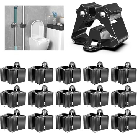 3-H Accroche Balai Mural avec Percage et Matériel de Montage, 15pcs, Noir | Porte Balais Mural en Acier, Support Mural pour Suspendre Balais, Serpillère, Râteaux, et Outils de Jardin, Garage