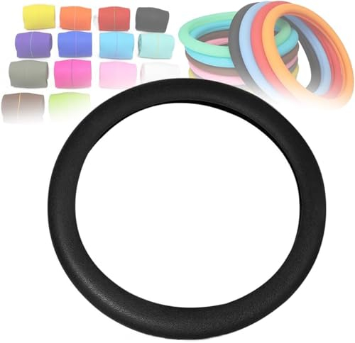 Protector de volante de silicona antideslizante ultrafino, funda protectora universal para volante de coche (negro)