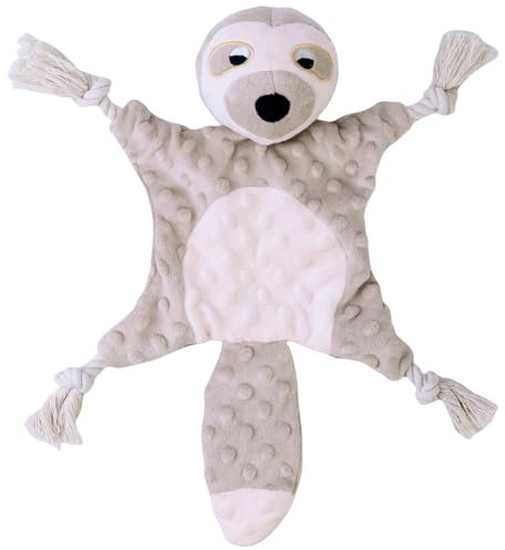 SHARLOVY Faultier Hundespielzeug ohne Füllung für aggressive Kauer, quietschendes Hundespielzeug mit Seilknoten, Beinen, Plüschspielzeug für Hunde, Welpen, Kauspielzeug zum Zahnen, langlebiges