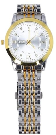 Herren Business Quarz Uhr, Edelstahl Leuchtender Datums Kalender Chronograph Lässig Tägliche Armbanduhr mit Importierter Bewegung, für Profession Elle Eliten (weißes Zifferblatt)