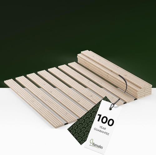 Hansales Rollrost 140x200cm Premium, Bettrost belastbar bis 600kg Hochwertiger Lattenrost aus massivem Fichtenholz FSC®- Rolllattenrost für Doppelbett