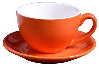 YNZUNMY Kaffeetassen Set,Kaffee Tassen Sets 220ML Moderne Keramik Kaffeetasse Set Einfache Cappuccino Cups for Latte Mokka-Kaffeetasse mit Untertasse(Orange)