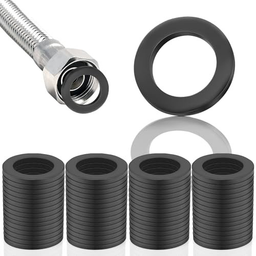 SWTYExt 60 Piezas de Juntas para Manguera de Ducha de 1/2 Pulgada Arandelas de Goma Negra de 19 mm para Manguera de Ducha y Grifos de Jardín