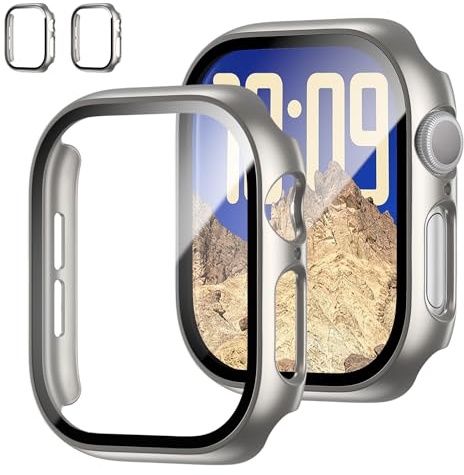 2 Stück Gehäuse mit gehärtetem Glas Displayschutz für Apple Watch Series 10 46mm, Slim Guard Bumper Full Coverage Hard PC Protective Cover HD Ultra-Thin Cover für iWatch Series 11/10 46mm