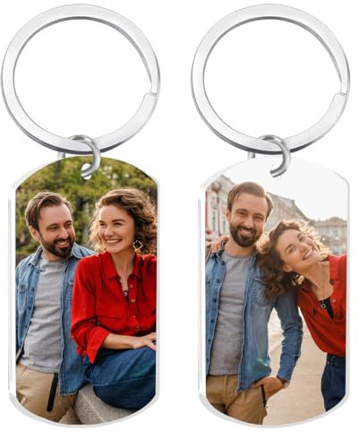 Porte Clef Personnalisable Photo,Couleur Double Face Porte Clé Photo,Porte-CléS Personnalisé,Convient Aux Amoureux, Aux Amis Et à La Famille, Cadeaux De Porte-CléS En Acier Inoxydable à La Mode