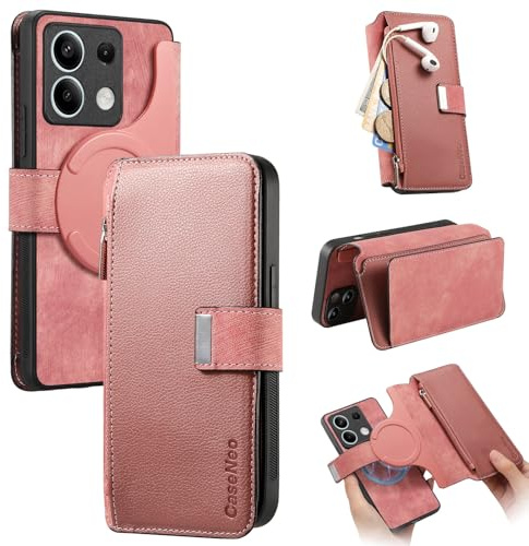 Étui à rabat pour smartphone Compatible avec Xiaomi Redmi Note 13 Pro 5G Étui portefeuille détachable avec porte-cartes 2 en 1 en cuir PU à rabat avec support magnétique de blocage RFID amovible résis