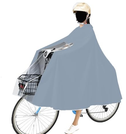 Regenponcho Fahrrad, Damen Herren Wasserdicht Radfahren Regencape, Grau Unisex Wiederverwendbar Regenbekleidung, für Fahrräder, Mountainbikes, Elektrofahrräder