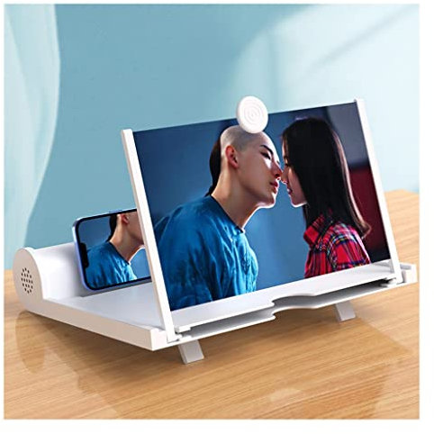 KFETCN Magnifying Glass,12 Screen For Cell Phone With Bluetooth Speaker, 6D Blu-ray Amplifier Projector Pull-Out Foldable Lifting Lazy DStand, Universal For Mobile Phones Within 7.2 Inches