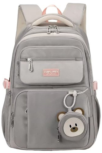 Clufar Schulrucksack Teenager Jungen Rucksack damen Herren 16.3 Zoll Laptop Schulrucksack Mädchen 12 Jahre Schulranzen Jungen Wasserdicht Travel Causal Daypack für College Schule Arbeit Grau,Grey