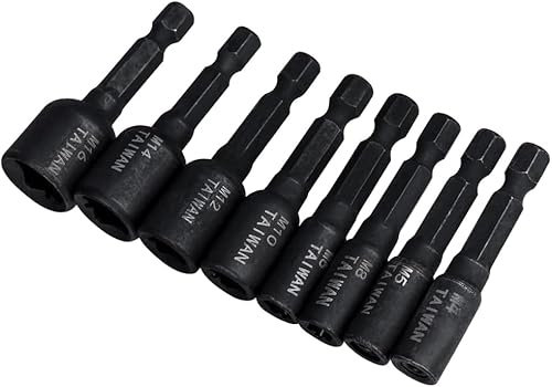 HaoTrade 8 Stück Gewindebohrer-Adapter, 1/4 Zoll Gewindebohrer Stecknuss Adapter, Gewindebohrer-Steckschlüsselsatz, Gewindebohrer Stecknuss Nuss Adapter für Elektrische Handbohrmaschinen, M4-M16