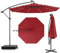 GOPLUS Parasol de Jardin Extérieur avec Pied, Parasol Déporté Inclinable Ø 3M, avec 8 Baleines 40 Lampes LED Solaires, Grand Parasol pour Terrasse Plage Cour (Bordeaux)