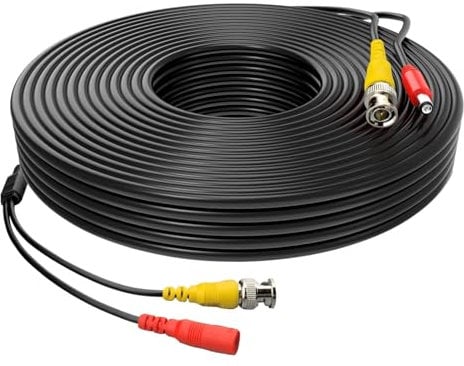 MaxSell BNC Security Camera Cable, 5-50M Length, Compatible with DVR/CCTV/AHD/CVI/TVI Systems, Black (10M)