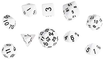 ERINGOGO 10 Stück Acryl Polyederwürfel Vielseitige Zahlenwürfel Weiß Langlebig Und Tragbar Für Brettspiele Treffen Und Miniaturspiele