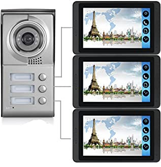 Campanello, videocitofono cablato WiFi da 7 Pollici per Famiglie trifamiliari, videocamera, Telefono, Chiamata remota, sblocco