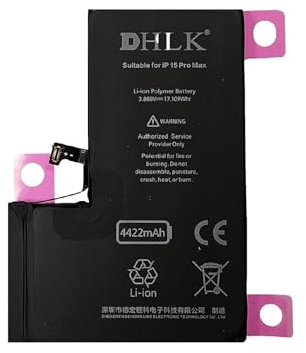 DHLK® TI Line Batteria Compatibile con iPhone 15 PRO Max (A2849, A3105, A3108, A3106) - capacità 4422 mAh