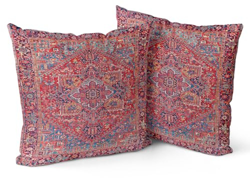 Snylcce Boho-Kissenbezüge, 2er-Set, Koralle, Antik- und Vintage-Design, doppelseitiges Muster, weiche Kissenbezüge für Garten, Couch, Sofa, Bett, dekorativ, 61 x 61 cm
