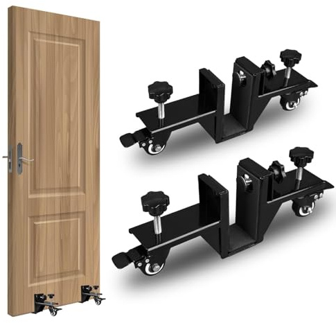WUDLEP 2Pcs Heavy Door Lifter Carts, Door Hanging Jig Kit with Rolling Wheels, Door Lifter Dolly for 1-3/8 to 2-1/4 Doors Pre-Hung, Slab, and Front Doors