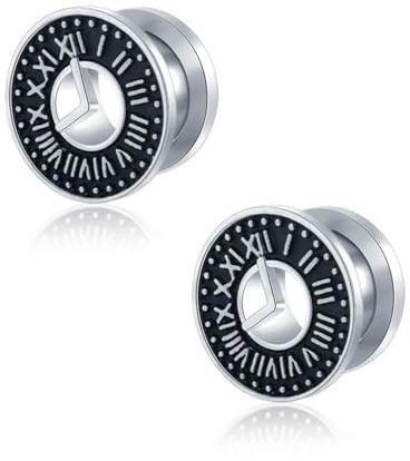 RDSGYZ 2STK Ohr Expander Schmeichelhaft, Silber Dehner Tunnel Leger Edelstahl für Unisex Körperpiercing Set Vintage-Uhr-Muster 8mm (0G)