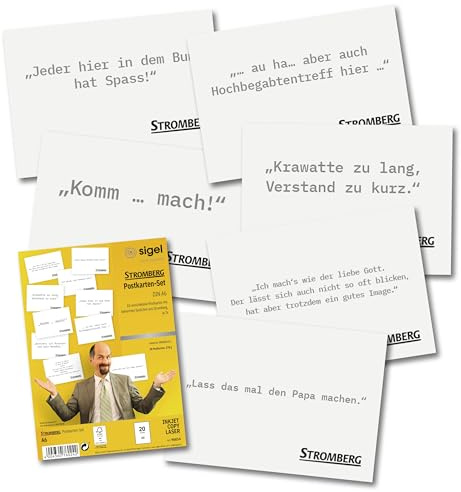 Sigel Stromberg Chefpost Postkarten Set A6 20 Karten | 90014, 10 Motive je 2x mit beliebten Stromberg Sprüchen