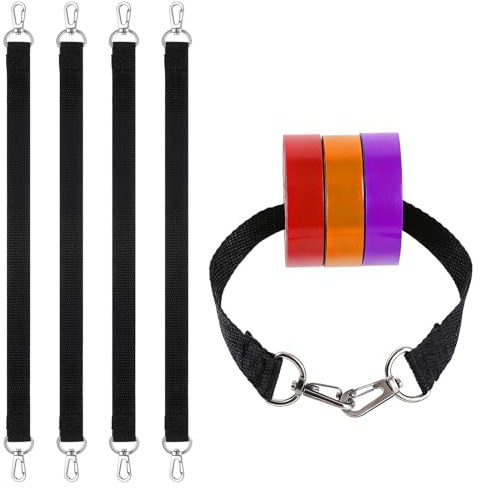 4 PCS Electrical Tape Holders, Black Nylon & Carbon Steel Tape Holder Chain Strap with Snap Hooks for Tool Bag Accessories, Tool Bag Strap, Reusable Athletic Tapes Holder