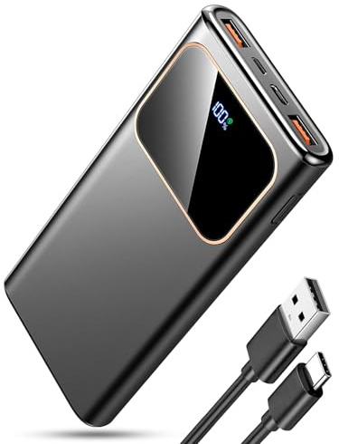 Power Bank Fast Charging 10000mAh, 22.5W Portable Charger USB C Input & Output Powerbank with LED Display, PD3.0 QC4.0 Phone Battery Pack for iPhone17/16/15/14/13/12, Android More,2026 Black