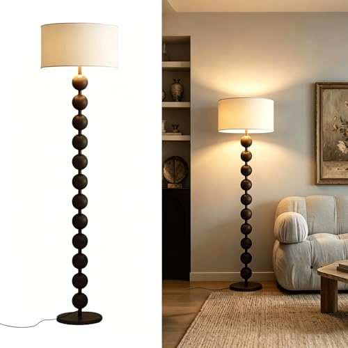 Wylolik Lampadaire Pour Salon, Variable Intensité Lampadaire En Tissu À Trois Couleurs Avec Interrupteur Au Pied Lampe De Lecture Verticale Avec Abat-jour En Lin Adapté Aux Chambres Salons Et Bureaux