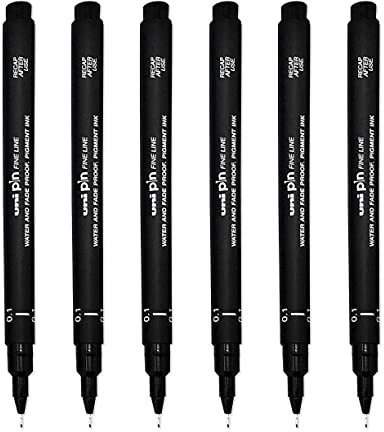 uni-ball Pin Black Technical Drawing Marker Pen 0.1mm - Box of 12 Pens