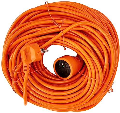 PremiumCord Cavo di Prolunga 230V con Sicurezza Bambini, Cavo di Alimentazione, Prolunga Schuko, Presa a Spina Tipo F, Arancia, 40 m