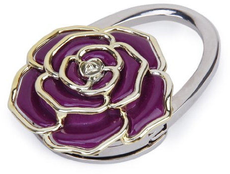 Sconosciuto Borsa Pieghevole Del Sacchetto Del Gancio Tavolo Durevole Gancio Appendere Titolare Di Rosa A Forma Di Fiore - Viola