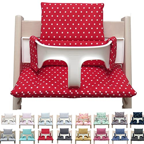 Blausberg Baby - Sitzkissen Kissen Polster Set für Stokke Tripp Trapp Hochstuhl- Einheitsgröße, Rot Sterne
