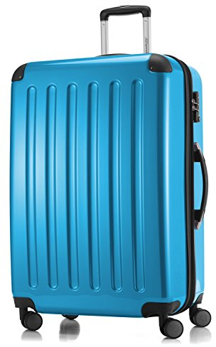 Hauptstadtkoffer- Alex - - Großer Hartschalen-Koffer, TSA, 4 Doppel-Rollen, Trolley, Rollkoffer, Reisekoffer, Volumenerweiterung, 75 cm, 119 Liter, Cyanblau