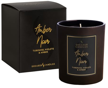 Shearer Candles Amber Noir Scented Gift Candle in Box, Black/Gold, 96 x 81 mm