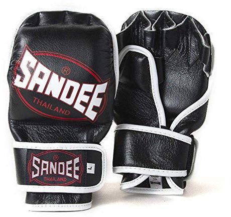 Sandee MMA Leder Sparring Kampf Handschuhe - 7oz - Schwarz, M