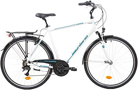 F.lli Schiano Voyager, Bici Trekking Uomo, Bianco-Blu, 28''