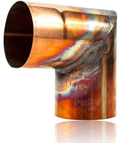 Kupfer Winkelbogen 60 mm mit 87 Grad, Rohrwinkel mit Einsteckfase für einfache Montage, Rohrwinkelbogen für Kupfer Regenrohre in DN 60