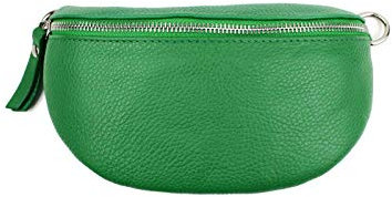Made in Italy OBC Damen Leder Tasche Gürteltasche Crossbody Hüfttasche Bauchtasche Hüfttasche Umhängetasche Cross-Over Bodybag Schultertasche Handytasche Geldtasche Grün - Lime