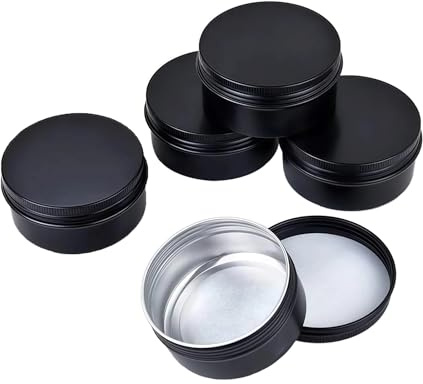 6Pcs 100ml/3.4oz Black Round Aluminium Tin Cans with Screw Lid Empty Metal Storage Tin Jars Cosmetic Sample Containers Travel Tin Cans for Lip Balm Cream Tea Spices Crafts Jewelry