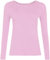 New Ladies Long Sleeve Round Neck Plain Basic Women's Stretch T-Shirt (Pink, 12)