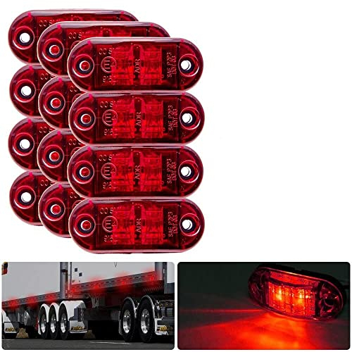 Jutta 4/8/12pc Größe Begrenzungsleuchte, 12/24V IP65 Rot LED Seitenmarkierungsblinker Lampe Universal für LKW Anhänger Van Caravan LKW Auto Bus Boot (12)