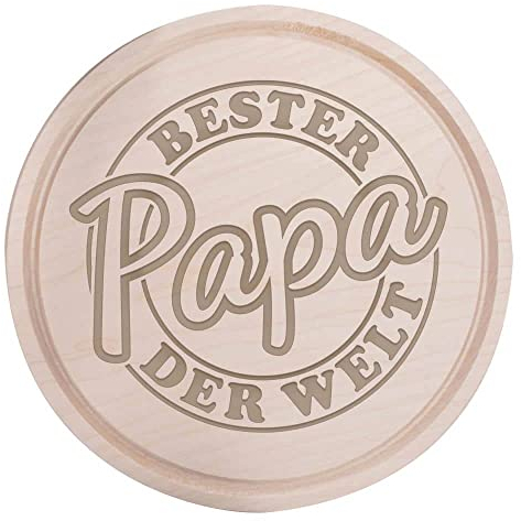 Deitert Frühstücksbrettchen graviert - Holzbrett Geschenk für Vatertag, Geburtstag für Männer - Schneidebrett Holz Rund, 24 cm Ø, Bester Papa Gravur