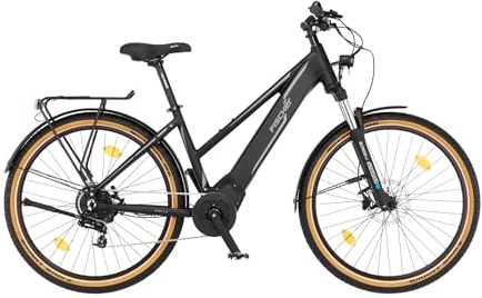Fischer E-Bike ATB, Terra 5.0i Elektrofahrrad für Damen und Herren, RH 44 cm, Mittelmotor 50 Nm, 36 V Akku im Rahmen, schwarz matt, 27,5 Zoll
