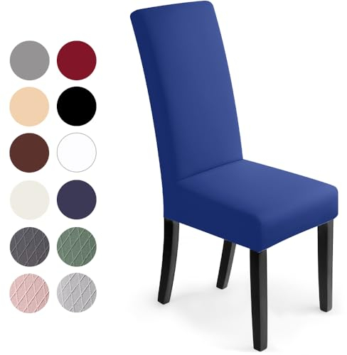 Stuhlhussen 6 Stück,Stretch-Stuhlbezug elastische moderne Husse Elasthan Stretchhusse Stuhlbezug Stuhlüberzug bi-elastic Spannbezug, sehr pflegeleicht und langlebig Universal (6 Stück, Königsblau)